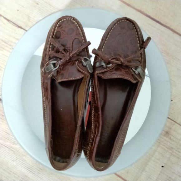 Unisa Brown Flats Leather Loafer Tortoise Print 6B - Picture 4 of 9